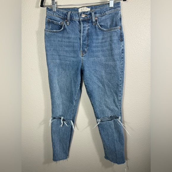 We The Free Skinny Jeans Womens 29 High Rise Distressed Stretch Raw Hem Denim - Picture 1 of 10